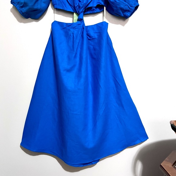 NWT Farm Rio Blue Midi Knot Dress SOLD OUT ONLINE MSRP$200 - Picture 3 of 16